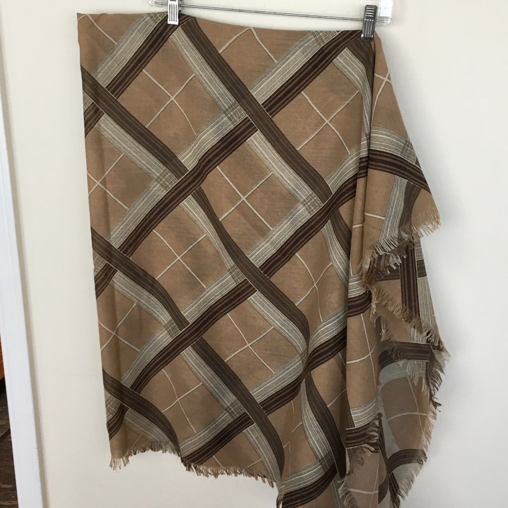 Beige Plaid Fringe Women's Skirt